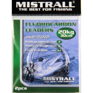 Mistrall Fluorocarbonový návazec 2ks - 30cm 20kg