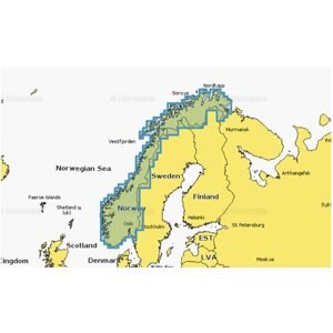 Navionics+ Mapy Norsko, jezera a řeky - Vnitrozemí