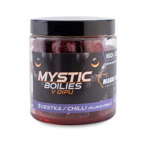 Magic Wolf Boilies v dipu Mystic 160g - Švestka / chilli 24mm