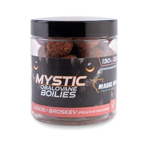 Magic Wolf Boilies obalované Mystic 130g - Losos/ broskev 26mm